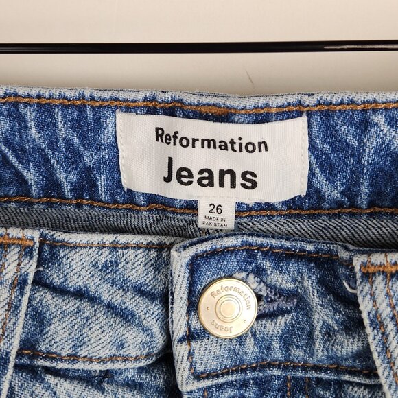 Reformation Liza Ultra High Rise Straight Jeans Raw Hems in Malta sz 26 - Picture 6 of 8